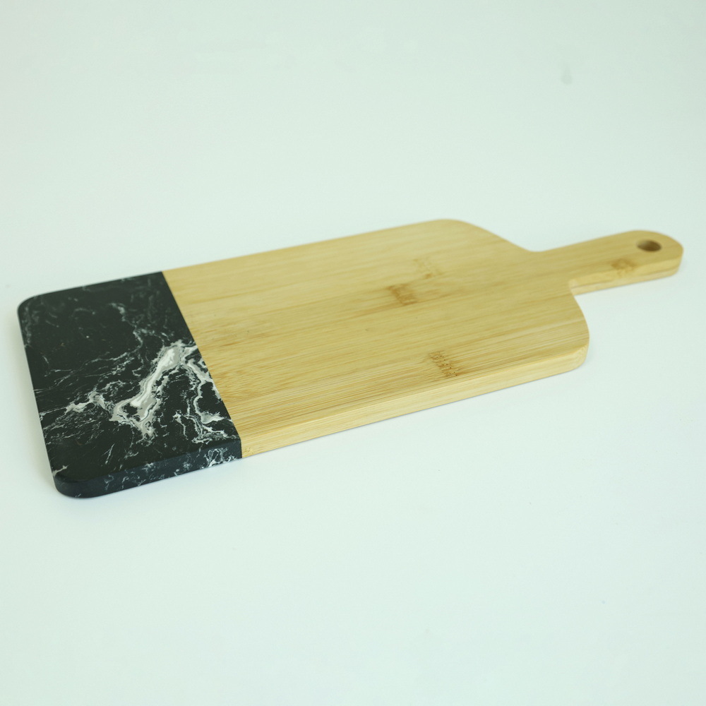 Black Marble and Bamboo Serving Board Cheese Board Charcuterie Board