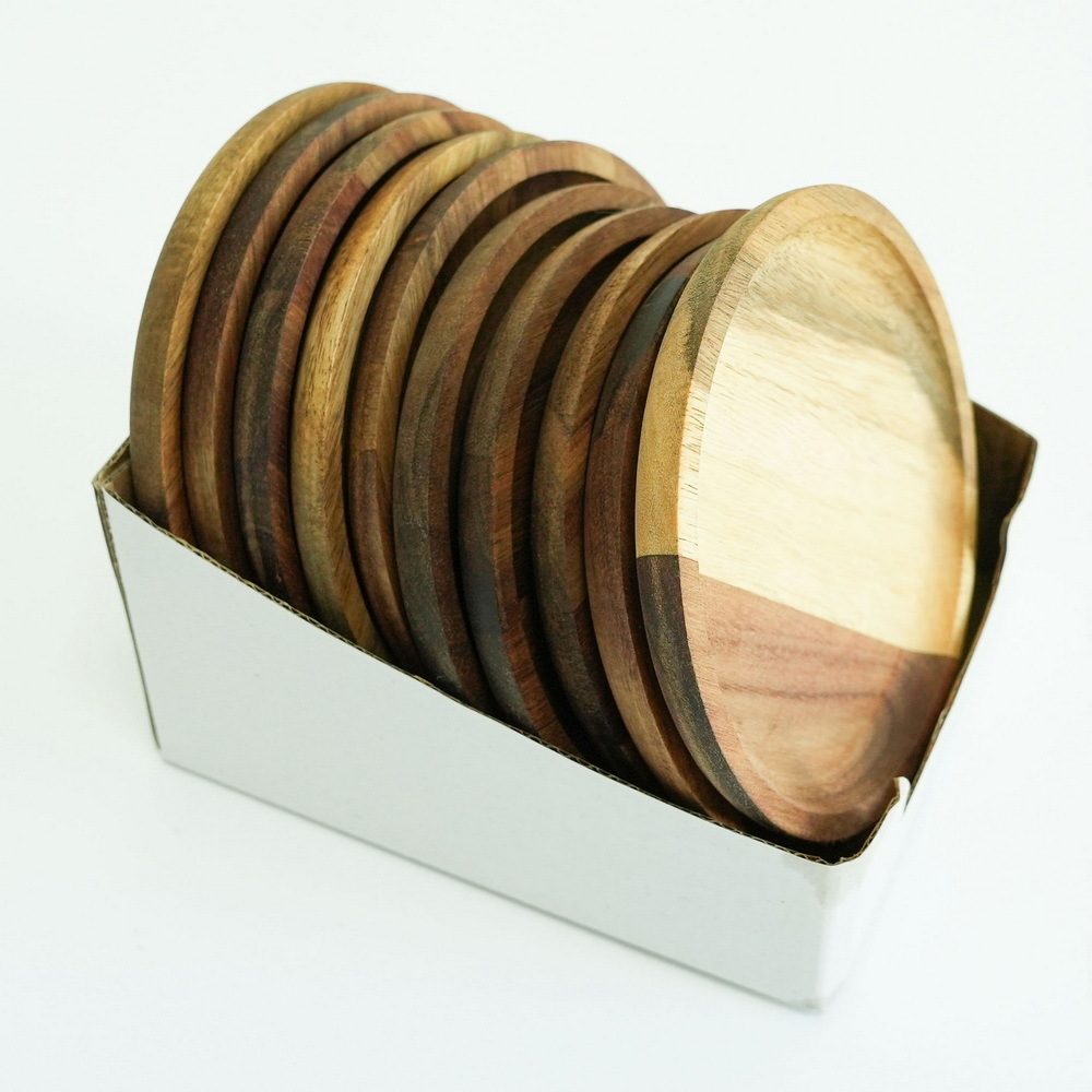 Manufacture Custom Round Shape Acacia Wooden Coaster for Home Kitchen
