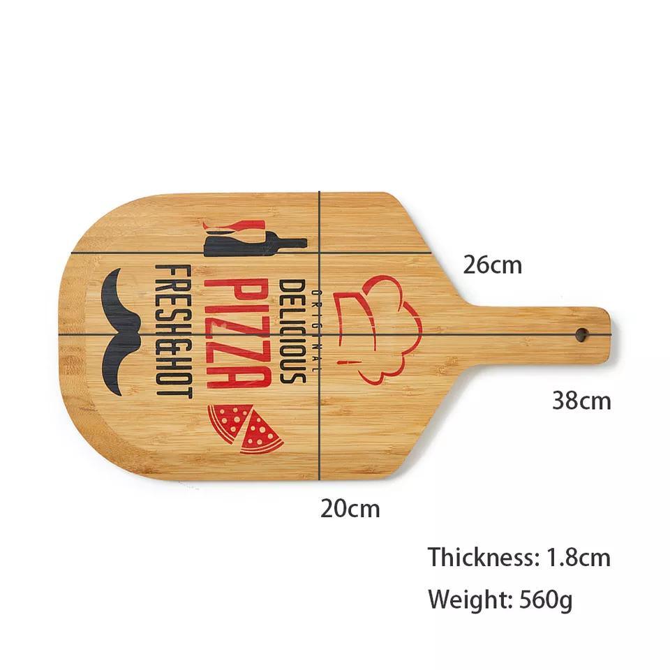 Color Printed Bamboo Wooden Pizza Cutting Board Chopping Board with Handle