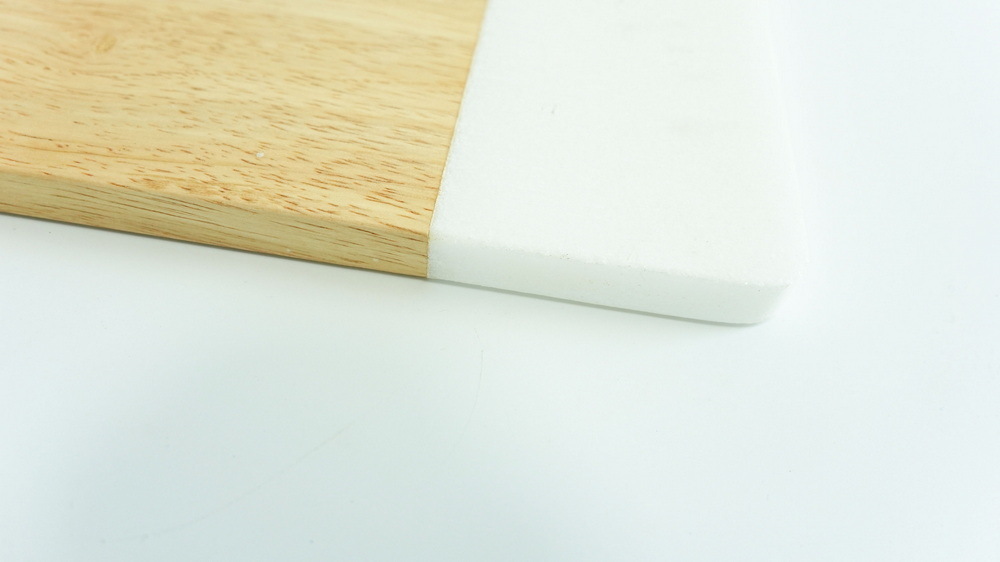 White Color Beech Wood Cutting Board Wood Marble Cheese Board with Handle