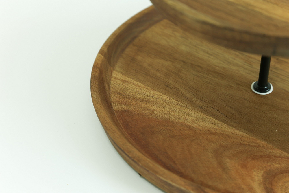 Fujian Factory Manufacture 2 Tier Acacia Wooden Cake Stand for Wedding