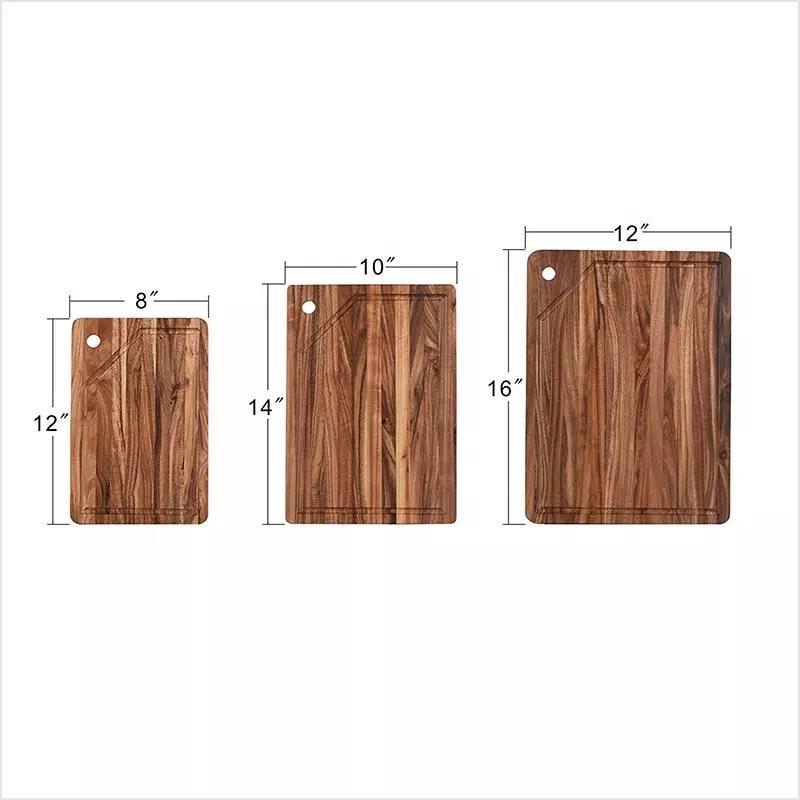 Acacia Wood Cutting Board Set Wooden Chopping Board Set of 3 with Juice Groove and Hanging Hole