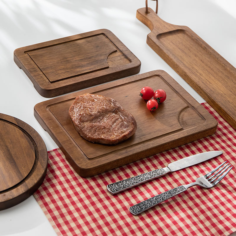 Black Walnut Food Cutting Board Steak Wooden Plate Bread Cake Sushi Pizza Tray