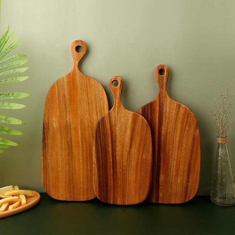 Acacia Wood Serving Board Cutting Board Set of 3 with Handle and Hanging Hole