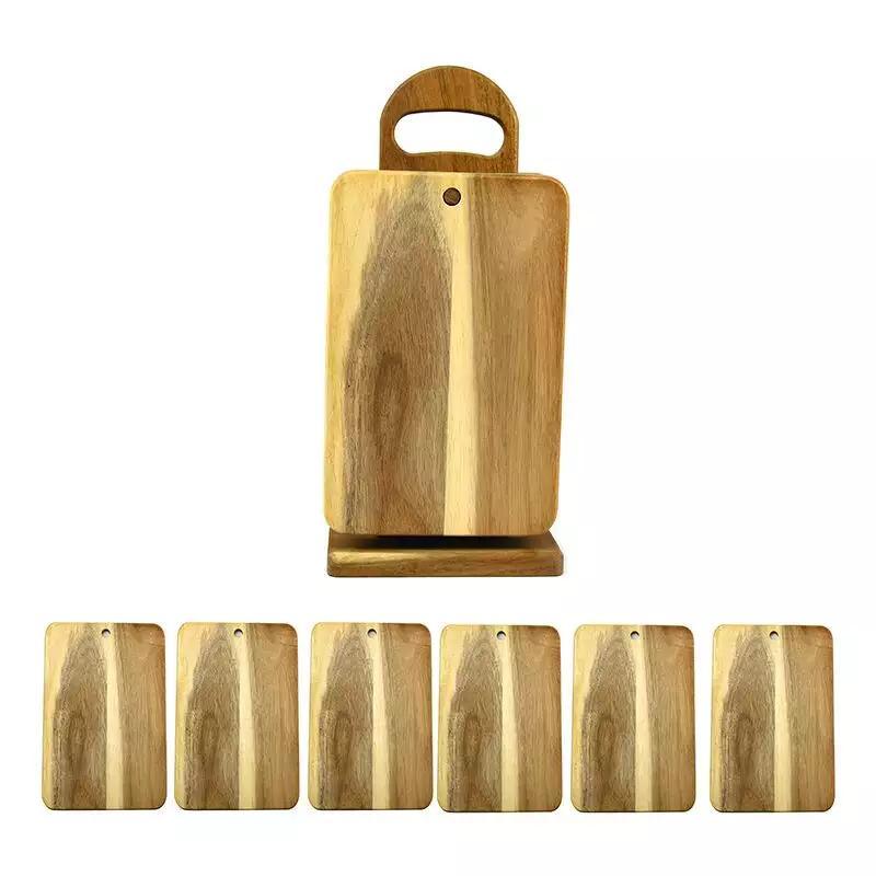 Multi Pieces Acacia Wood Chopping Board Kitchen Cutting Board Set with Holder