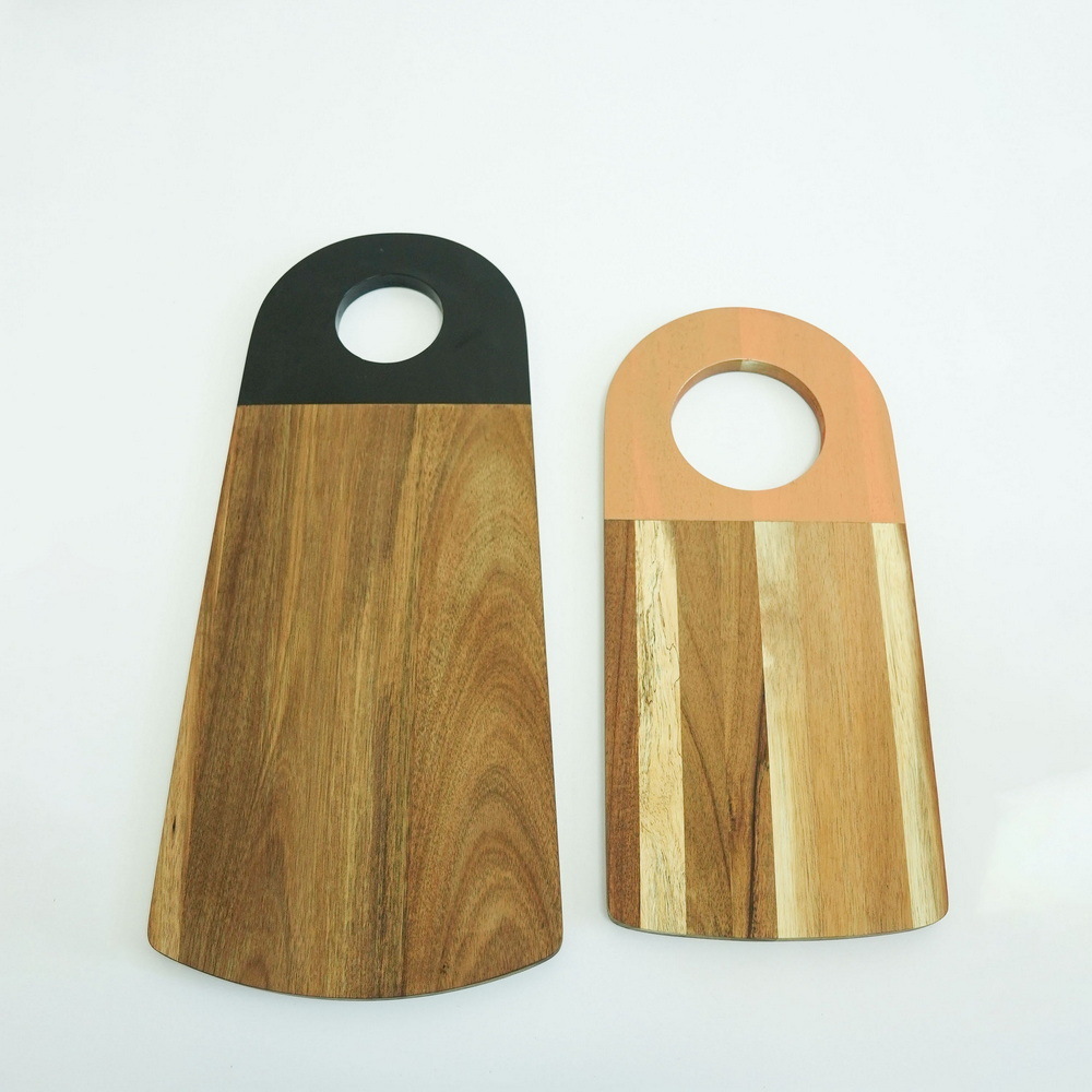 Color Painted Acacia Wooden Kitchen Cutting Board with Hanging Holes