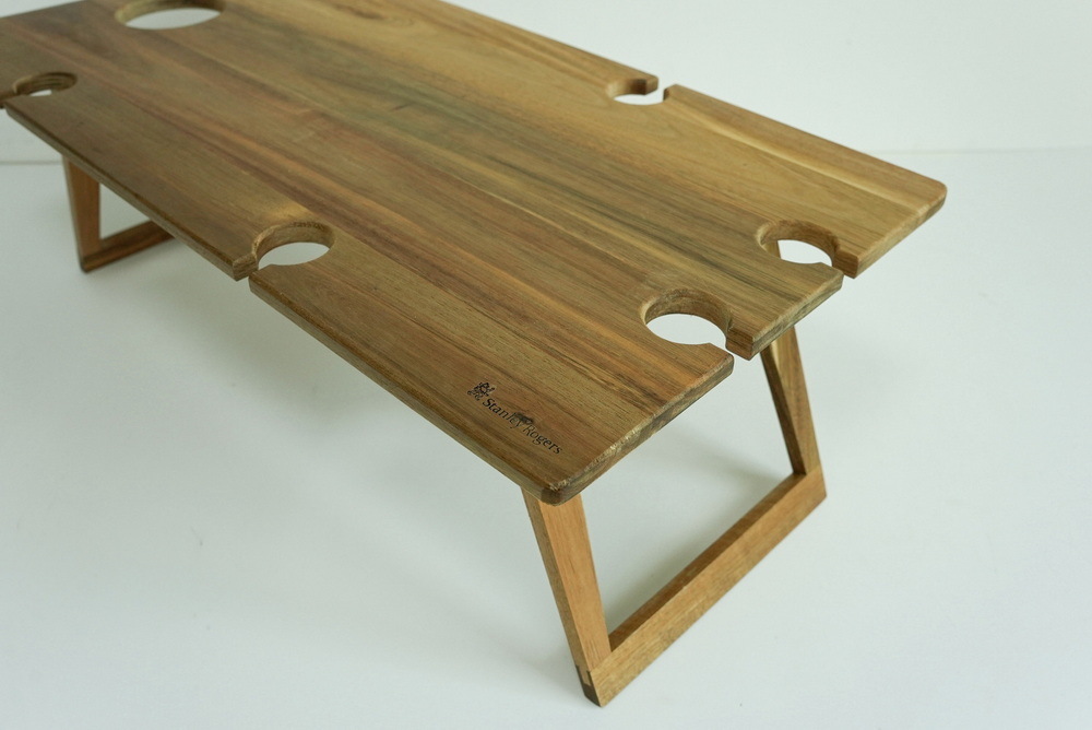 Large Portable Wooden Wine Picnic Table Folding Wood Picnic Table with 6 Wine Glasses Holder for Beech