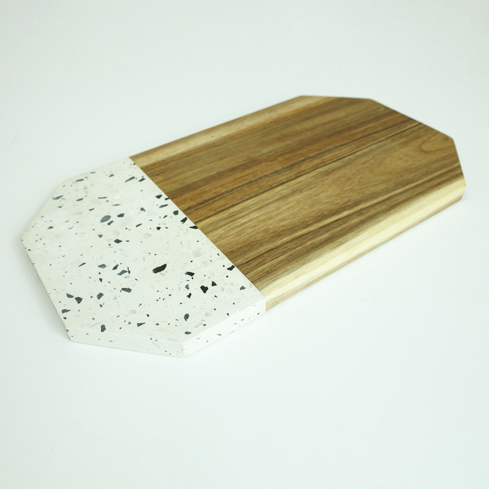 Octagonal Marble & Wood Cutting Board Cheese Board Charcuterie Board