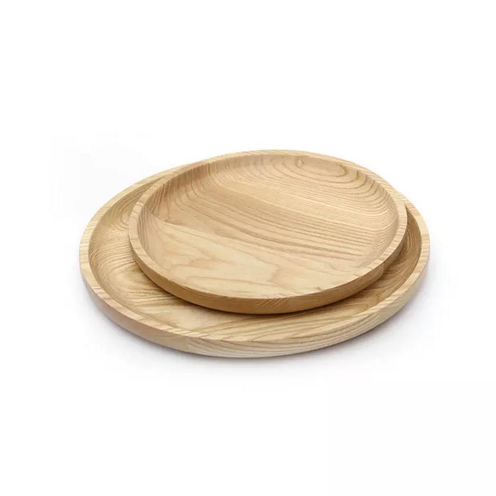 Round Shape Ash Wood Wooden Serving Tray for Restaurant Hotel