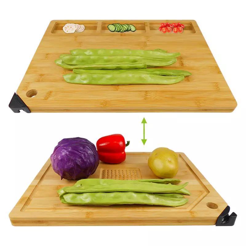 Double Side Use Large Organic Bamboo Cutting Board with Juice Groove Kitchen Chopping Board for Meat