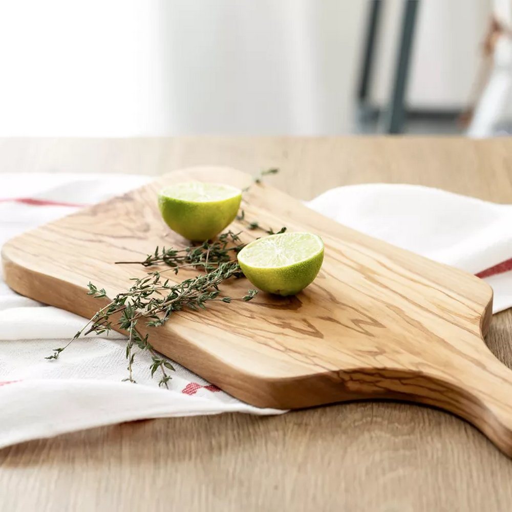 Irregular Shape Olive Wood Cutting Board with Handle for Cheese
