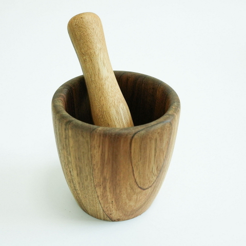 Factory Supply Wooden Mortar and Pestle Set Pepper Garlic Herb Spice Grinder Press Crusher Masher