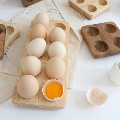 Solid Wood Egg Storage Box Acacia Wood Duck Egg Tray Egg Rack Refrigerator Kitchen Egg Tray