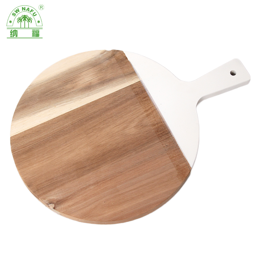 Round Acacia Wood Cutting Board with Handle