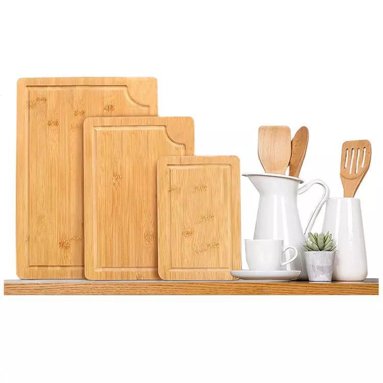 Organic Bamboo 3-Piece Bamboo Cutting Board Cutting Board Set of 3 with Juice Groove and Handles