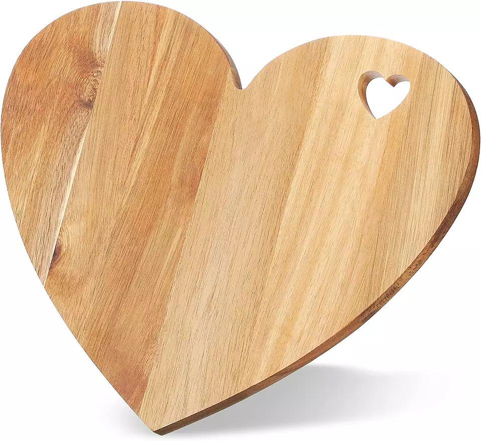 Heart Shape Acacia Wood Charcuterie Board Cheese Platter Wood Cutting Board
