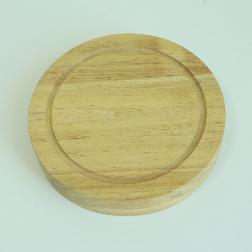 Round Shape Rubber Wood Cheese Board Wood Charcuterie Board Set
