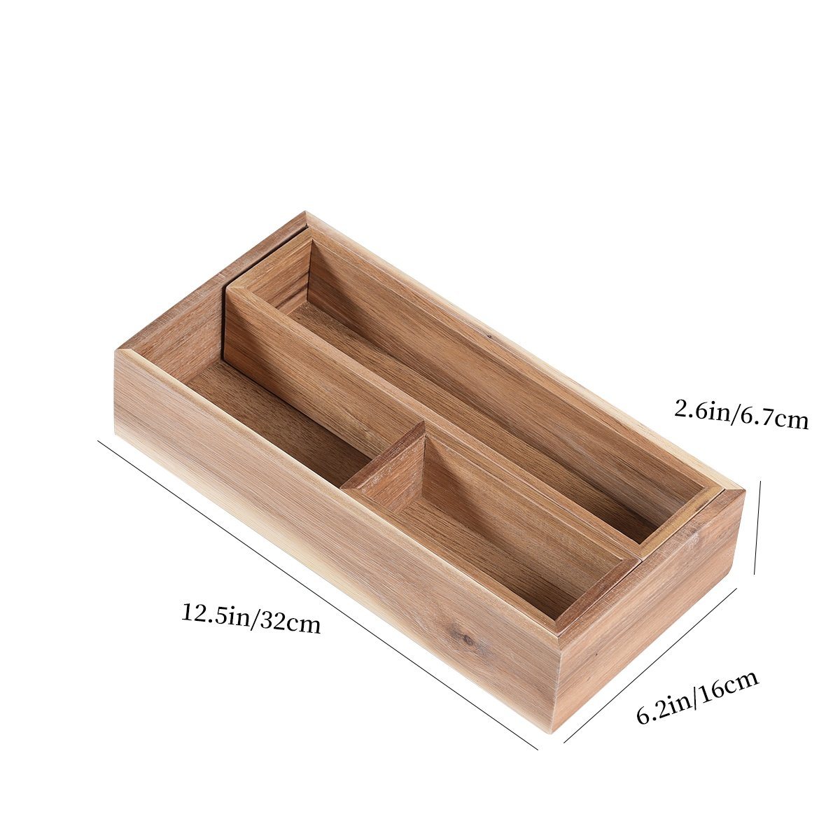 3 in 1 Acacia Wood Cosmetic Box Wooden Storage Organizer Wooden Storage Box Set
