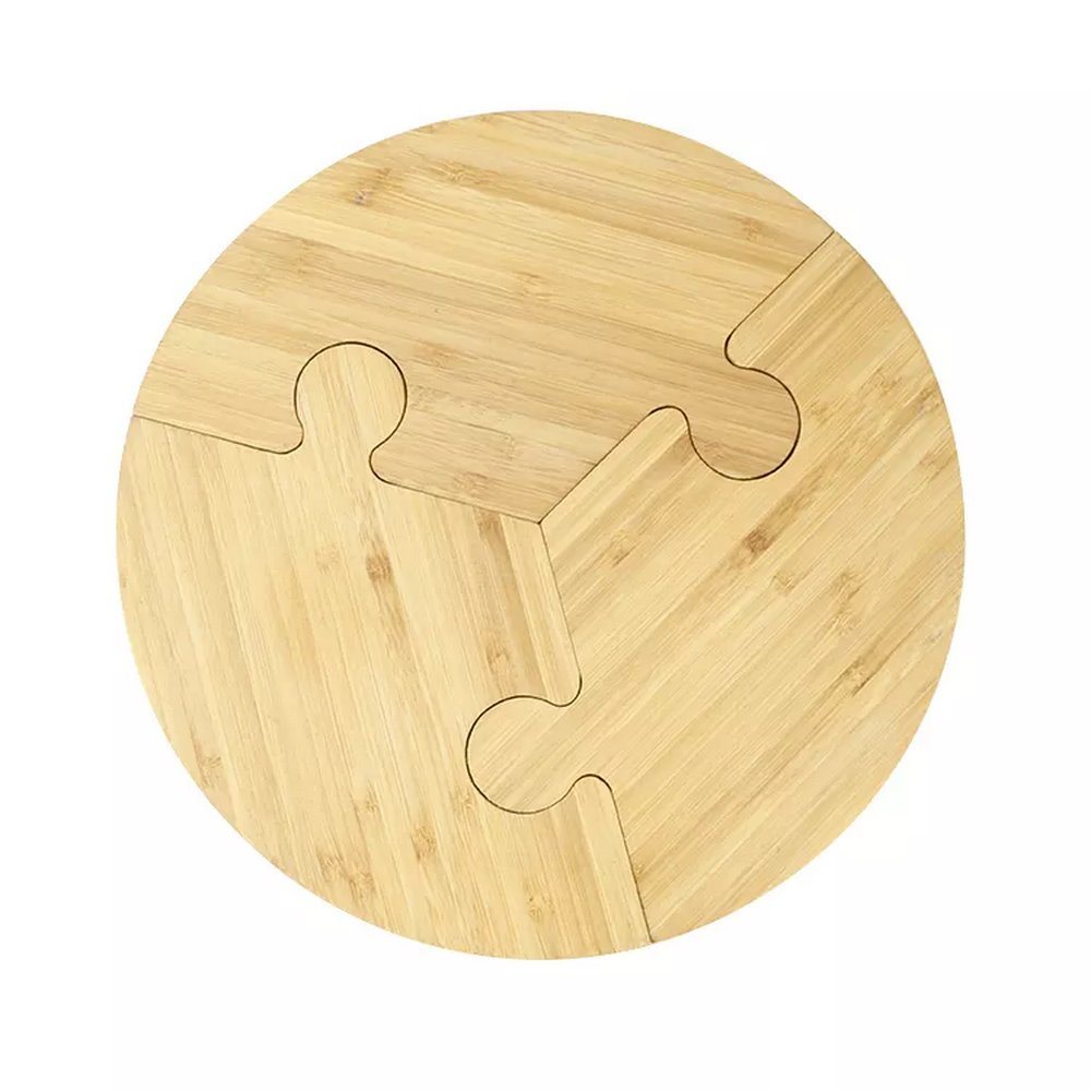 Custom 3 Piece Set Bamboo Wood Puzzle Snack Plate Food Serving Trays