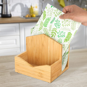 Kitchen Desktop Napkin Rack Bamboo and Wood Freestanding Salt and Pepper Storage Rack Multifunctional Wooden Napkin Rack