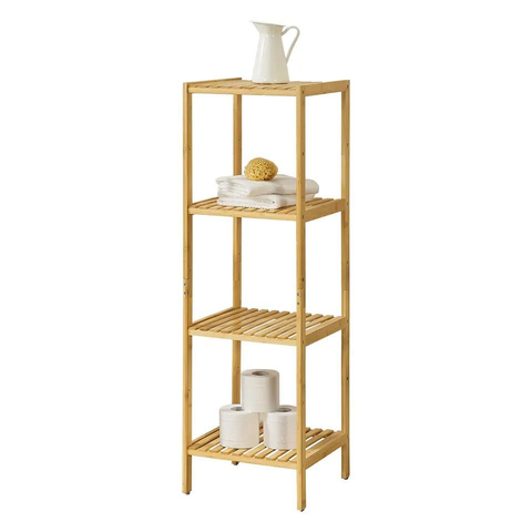 fashion Free Standing Bamboo Indoor 3 Layers Display Shelf Furniture Storage Rack for Kitchen Living Room Bedroom