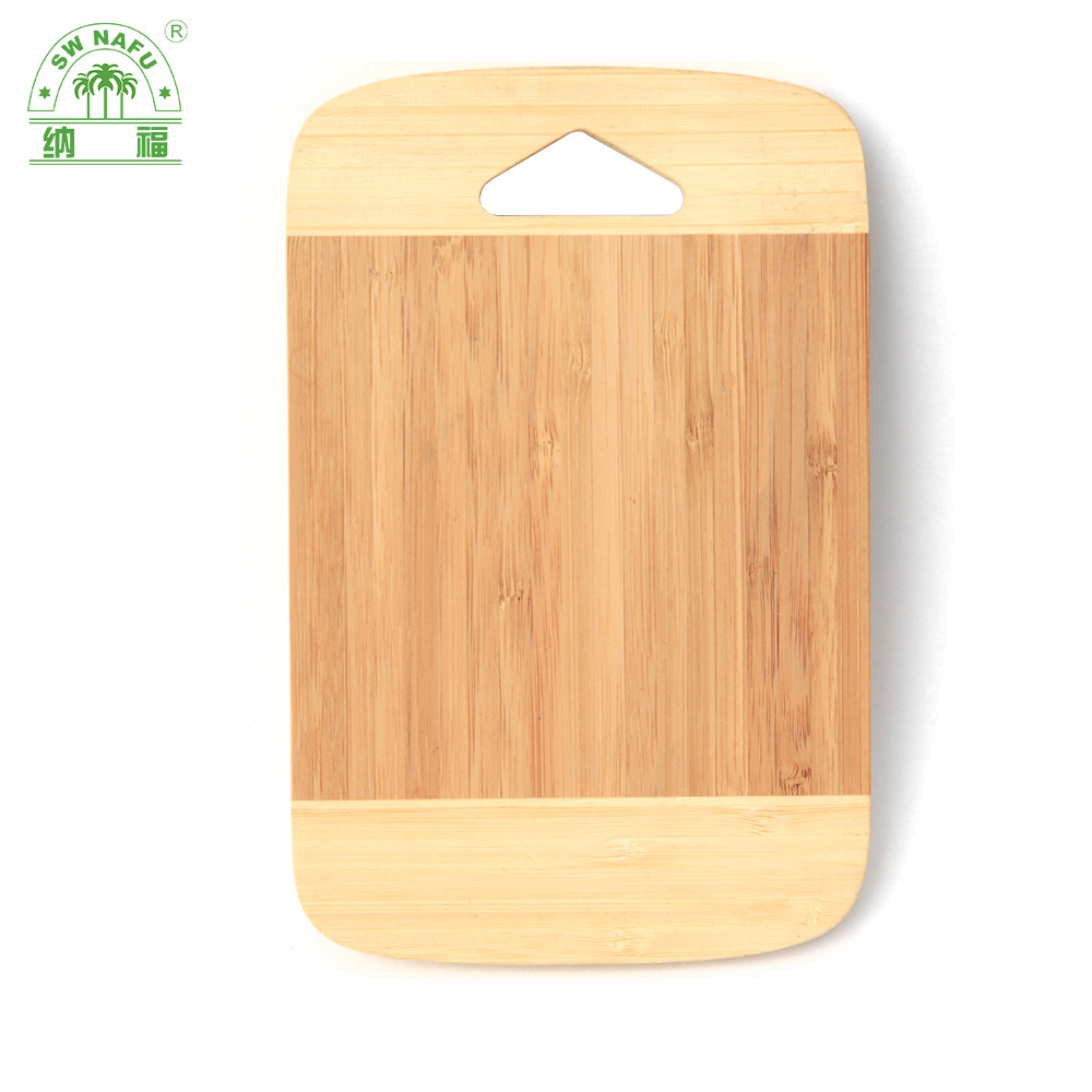 Two Tone Custom Wooden Bamboo Kitchen Cutting Board with Hanging Hole
