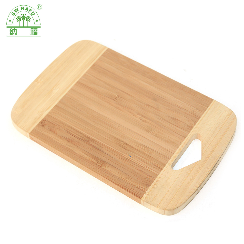 Two Tone Custom Wooden Bamboo Kitchen Cutting Board with Hanging Hole