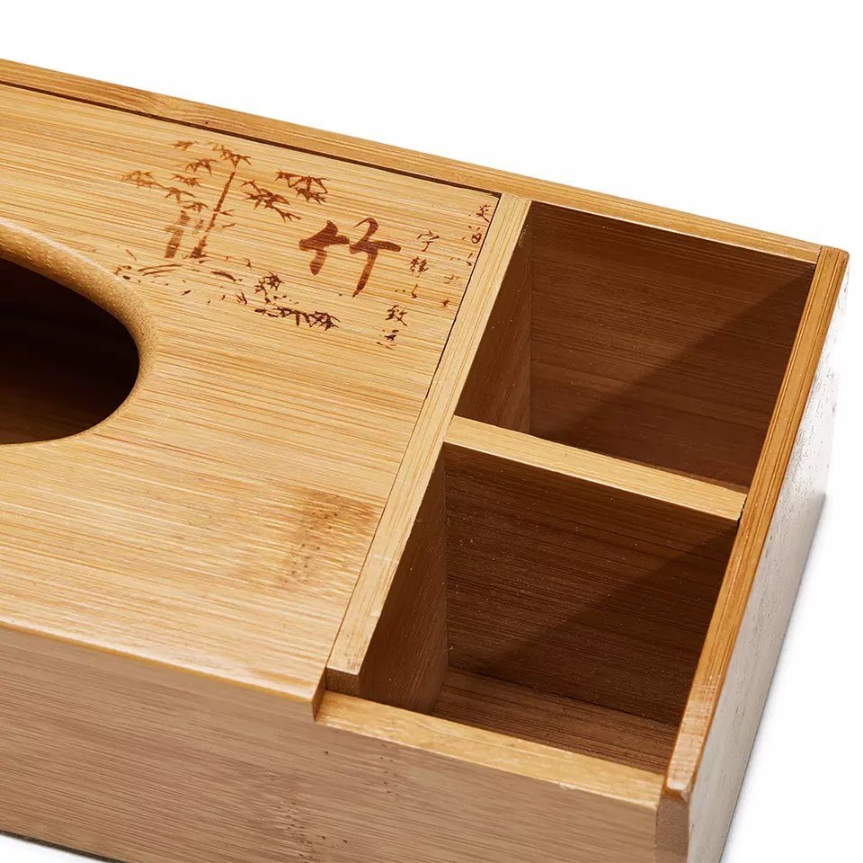 Multifunctional Creative Bamboo Tissue Box Bamboo Wooden Tissue Box for Office and Household