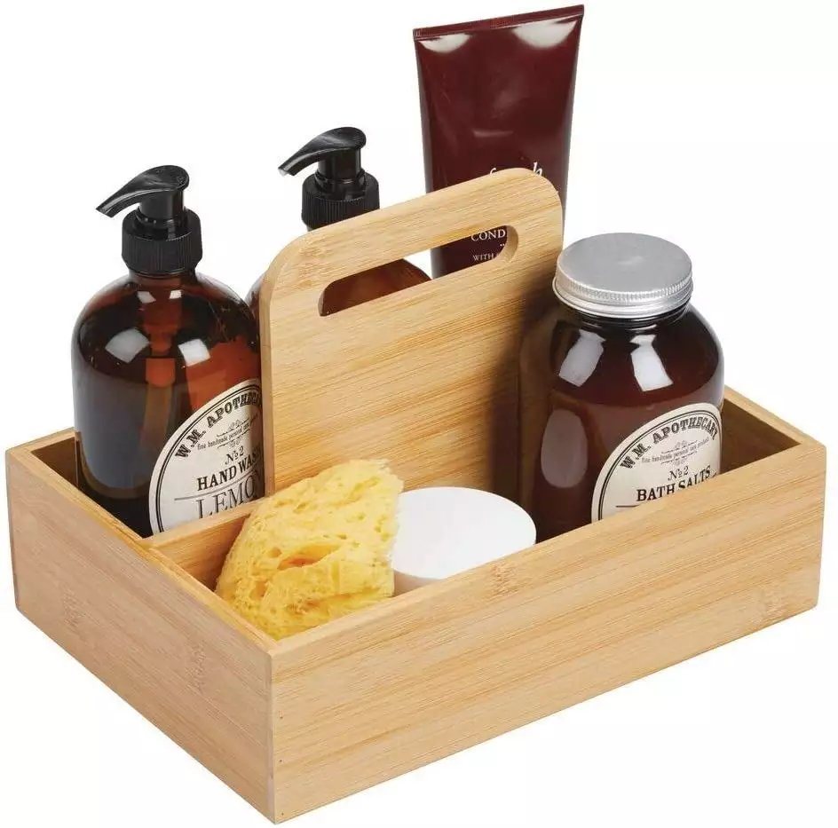 Bathroom Bathroom Bamboo Cosmetic Shelf Desktop Storage Box