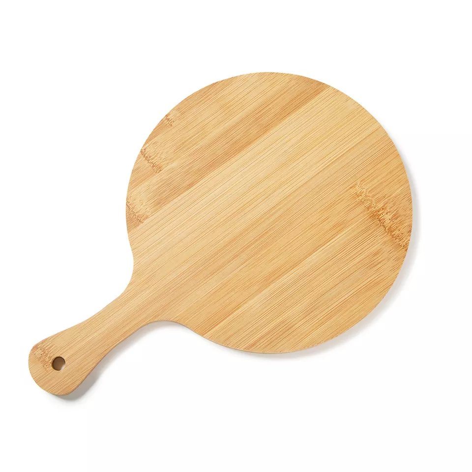 Double Side Use Round Wood Tray Chopping Board Beef Pizza Dinner Circle Cheese Board with Handle