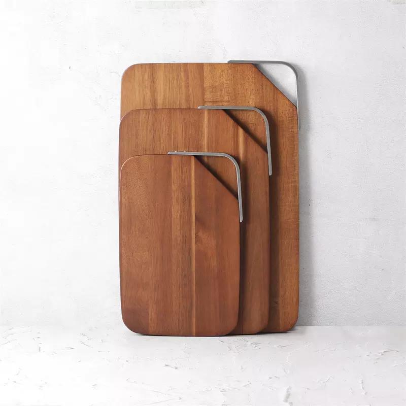 Custom Rectangle Acacia Cutting Board with Metal Bevel Hook