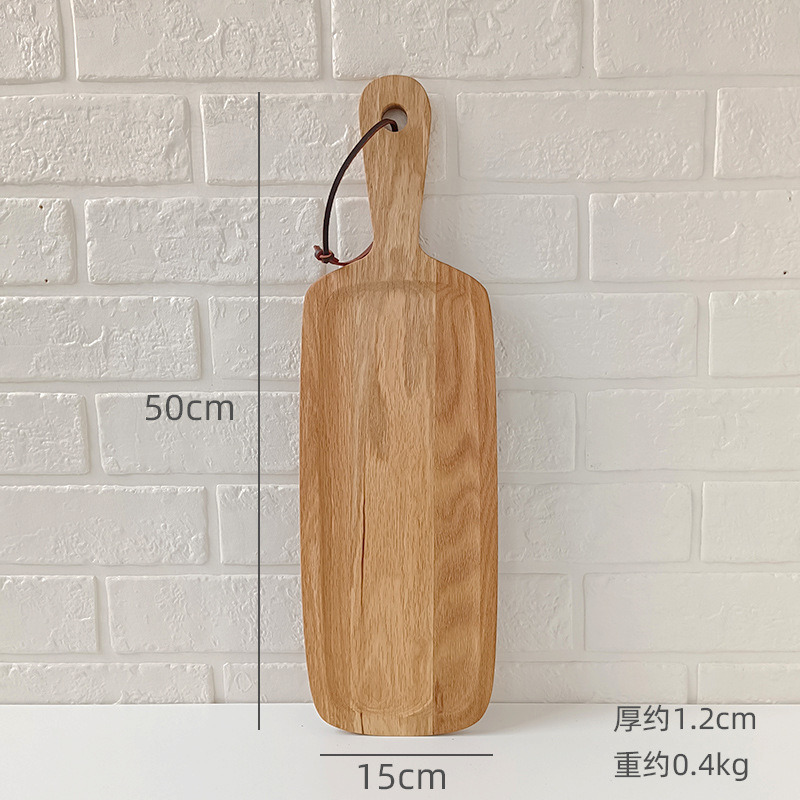 Oak Wood Cutting Board Bread Tray Snack Board Sushi Board Serving Board with Handle