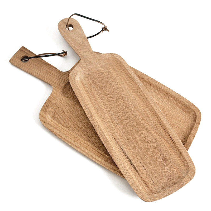 Oak Wood Cutting Board Bread Tray Snack Board Sushi Board Serving Board with Handle