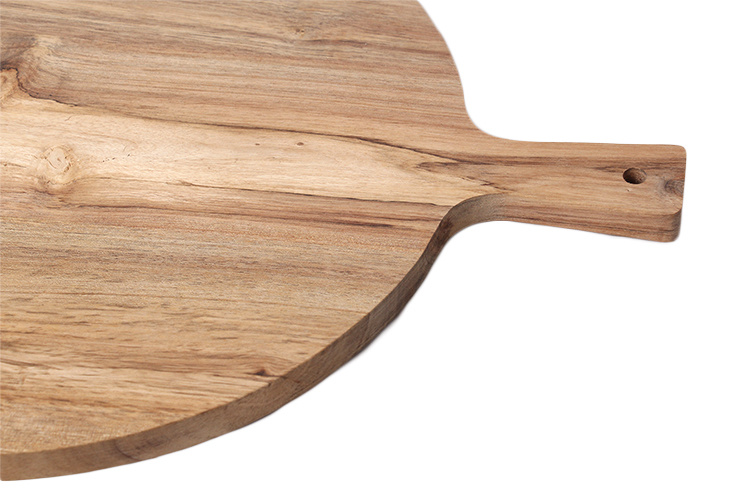 Large Round Paddle Acacia Wood Cutting Board with Handle Wooden Chopping Board for Meat Bread Serving