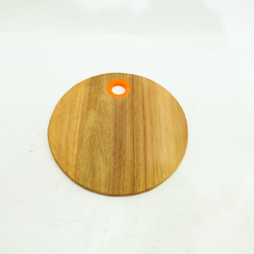 Round Acacia Wood Chopping Board Serving Board Set of 2 with Silicone Hanging Hole