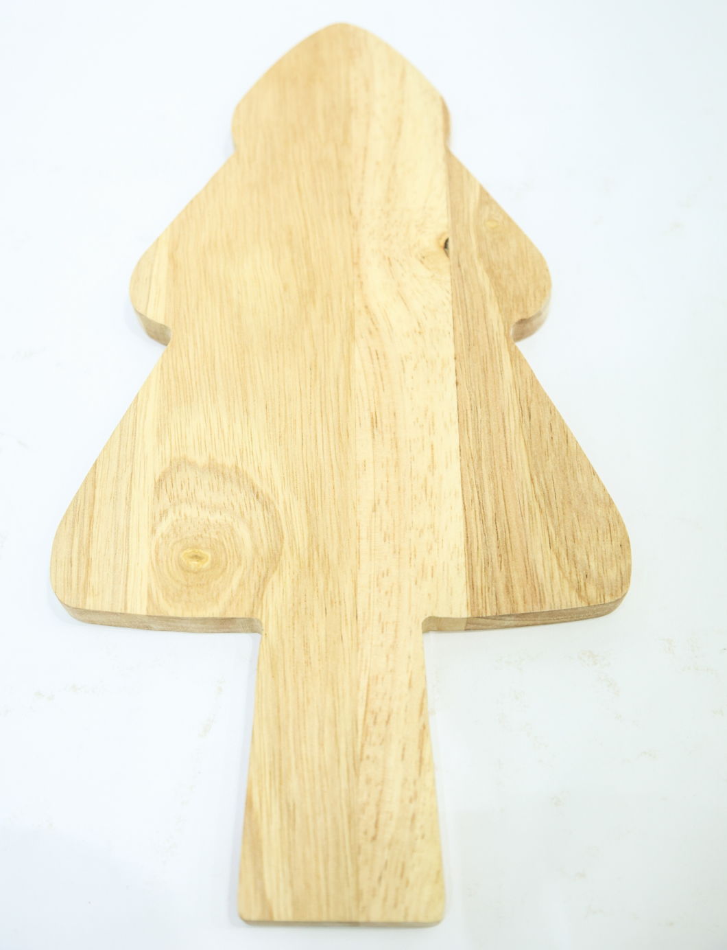 Hand Crafted Solid Rubber Wood Christmas Tree Tray, Holiday Serving Tray and Plate