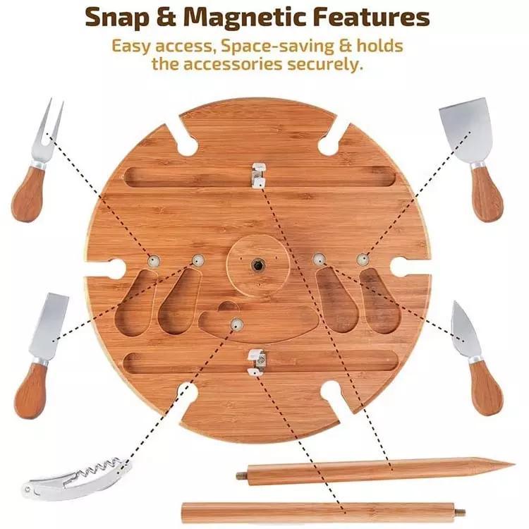 Hot Sale Nature Bamboo Wine Holder Picnic Table Bamboo Wine Picnic Table for Beach