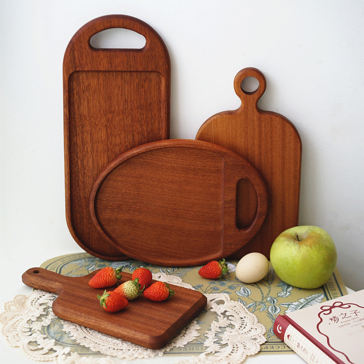 Portable Small Ebony Wood Serving Board Cheese Cutting Board with Handle