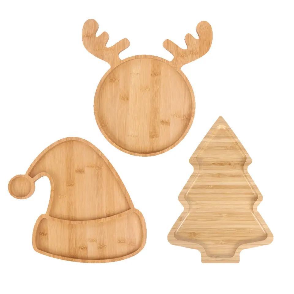 Christmas Tree Shape Bamboo Serving Plate for Fruit Dessert Cake Snack Candy