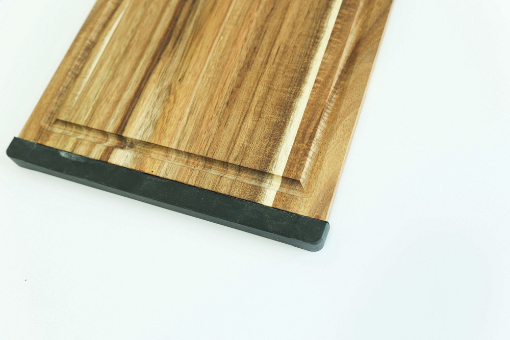 Nonslip Acacia Wood Chopping Block with Silicone Ends for Kitchen