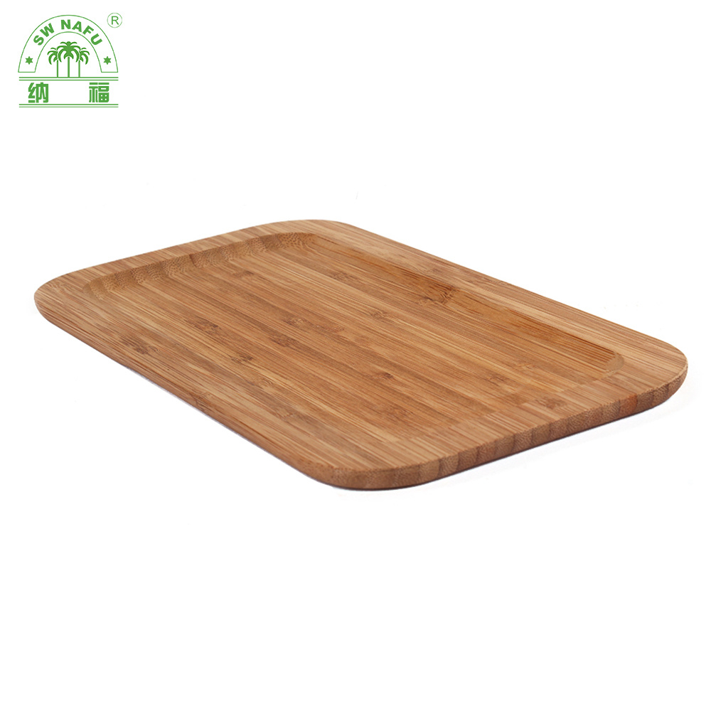 Natural Rectangular Bamboo Dessert Plate Snack Plate Wooden Serving Plate for Home