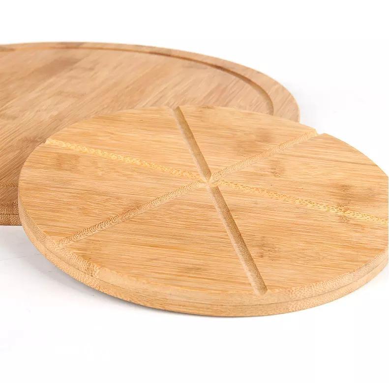 Round Shape Natural Bamboo Bread Pizza Cutting Board