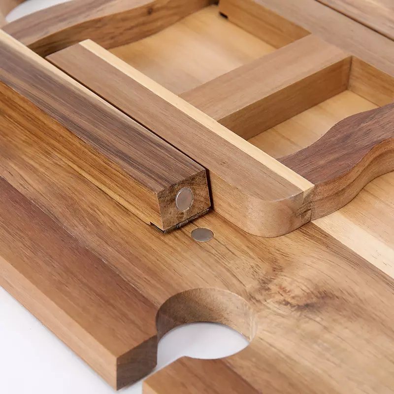 Factory Customization Portable Foldable Acacia Picnic Wine Table Rectangle Platter