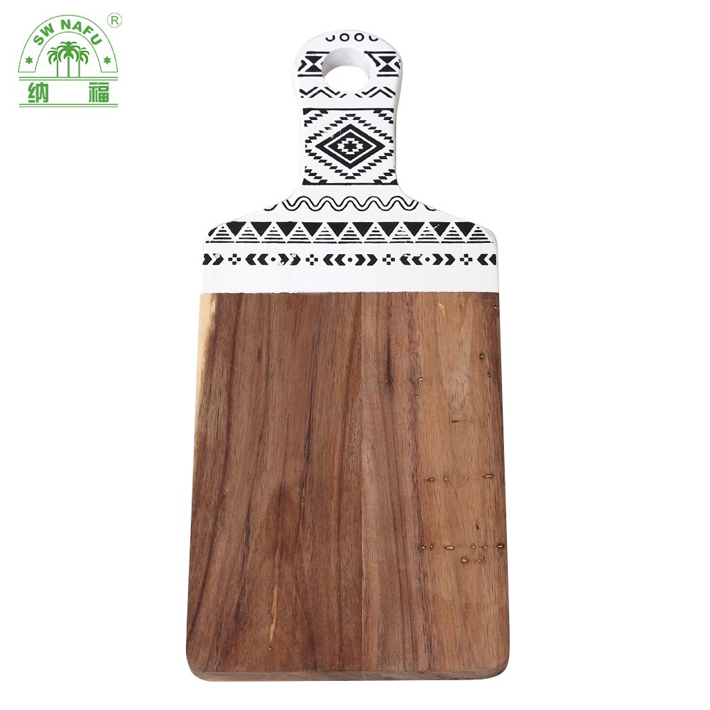 Custom Wood Cutting Board Serving Board with Color Painting and Silkprinting Pattern