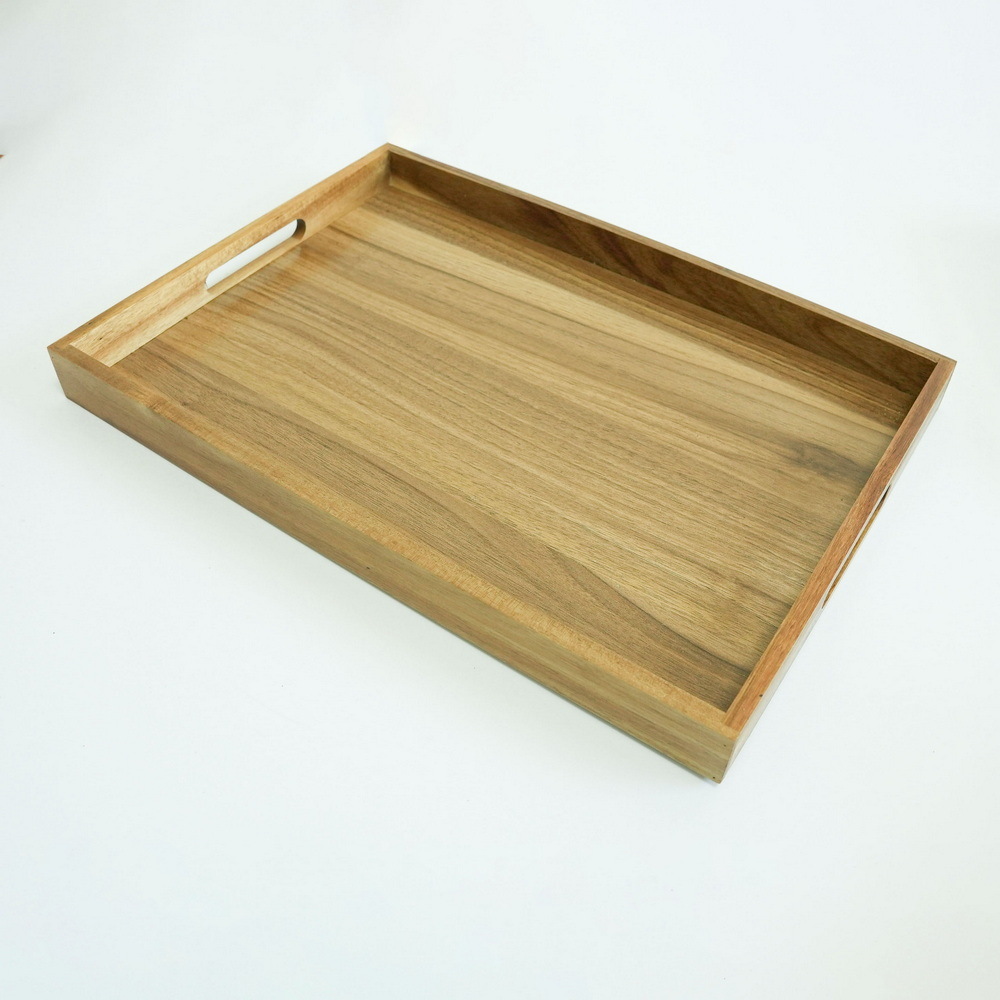Rectangluar Acacia Wooden Serving Tray with Handles for Dinner/ Tea /Coffee /Bar /Parties