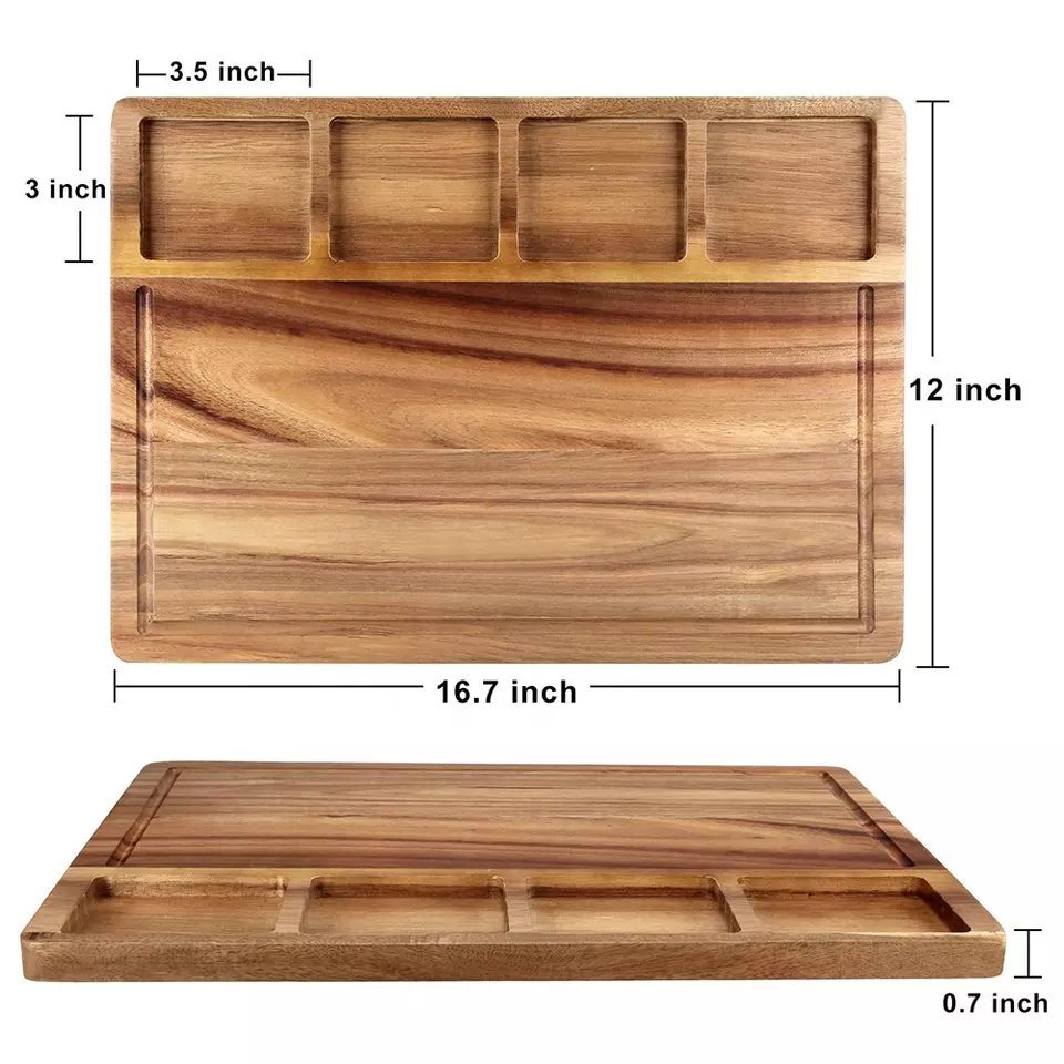 Luxury Custom Kitchen Wood Chopping Board Acacia Cutting Board with Containers
