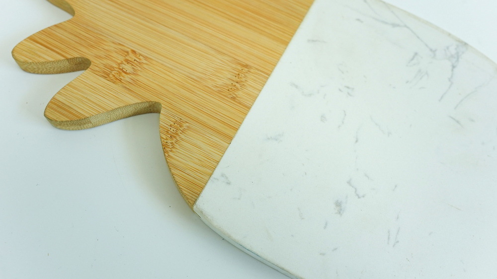 Pineapple Shape Bamboo and Marble Chopping Board Cutting Board Serving Board