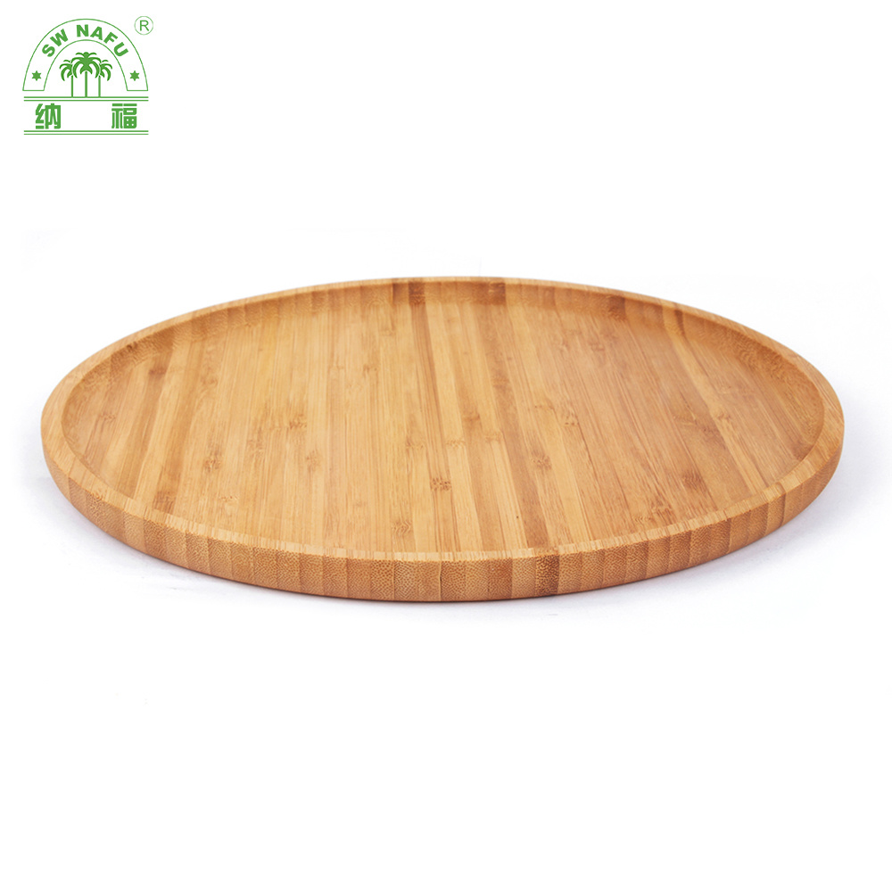 13 Inches Bamboo Round Plates Cheese Plates Coffee Tea Serving Tray Fruit Candy Tray