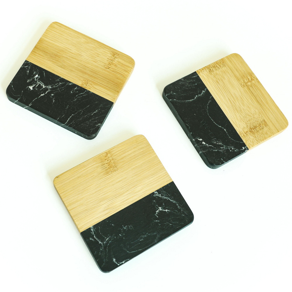 Modern Marble Coaster Set Wood and Marble Coaster for Drink