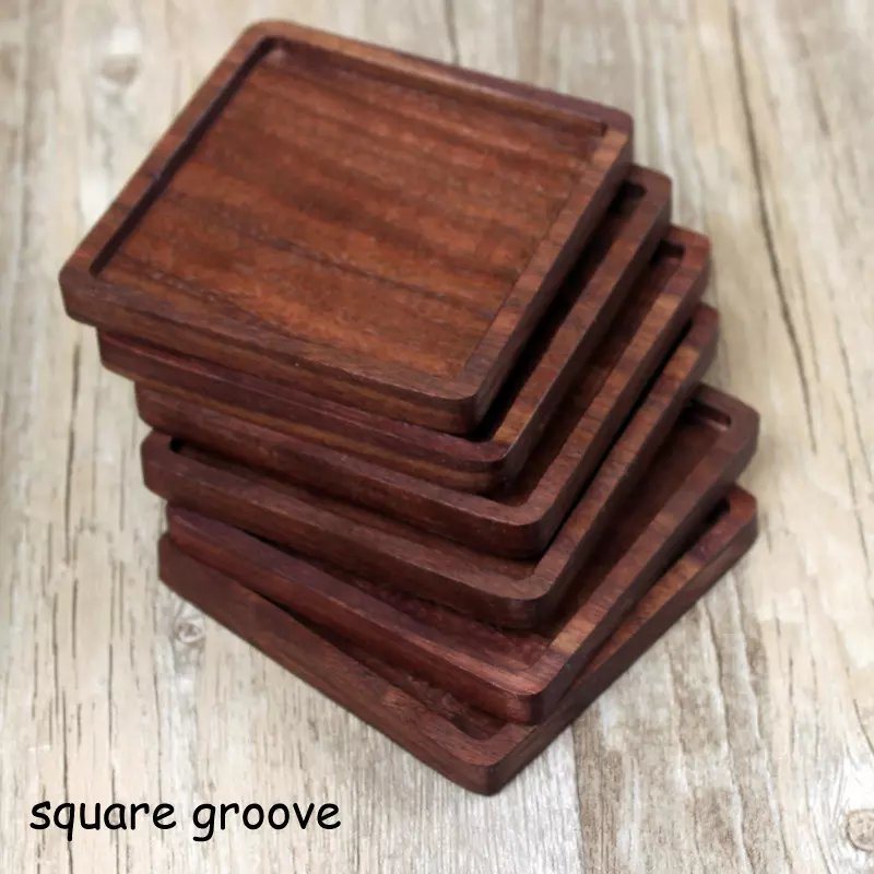 Home Durable Heat Resistant Square and Round Wood Coasters Drink Mat Coffee Cup Pad